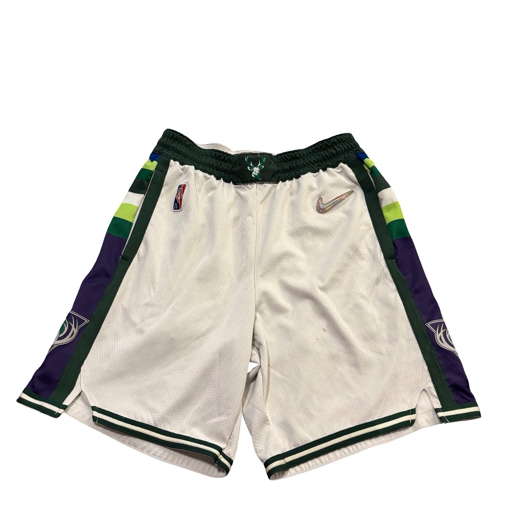 Nike Milwaukee Bucks NBA 75th Anniversary City Edition Shorts Mens‎ Large White